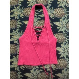 Project Social T Lace-up crop top